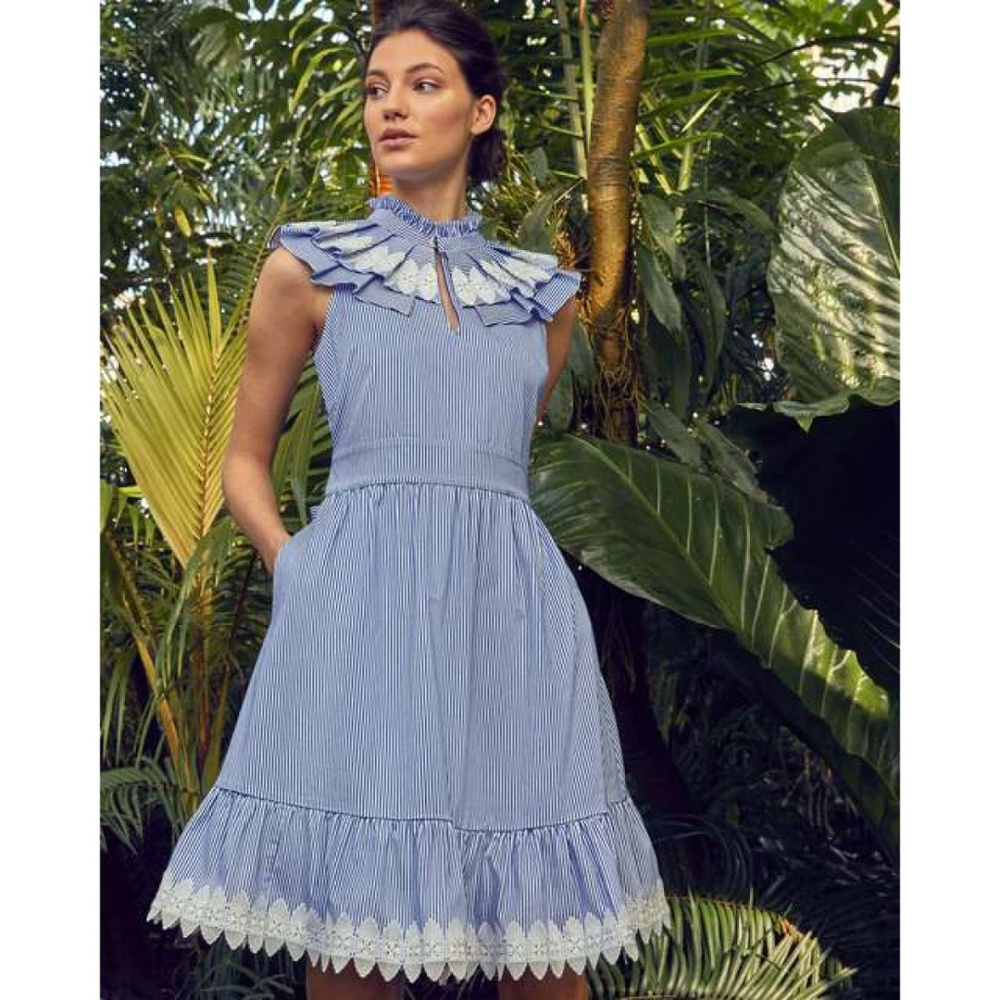 Ted Baker NWOT White Frill Bib Lace Dress